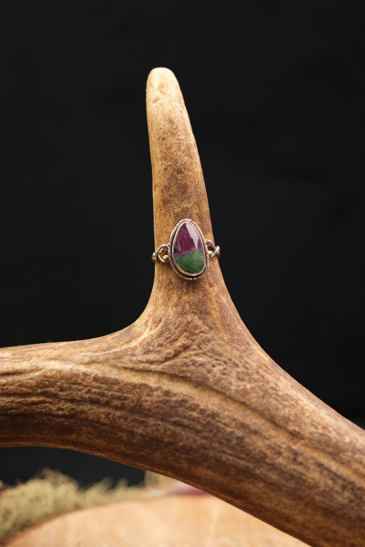 Faceted Ruby Zoisite Sterling Silver Ring