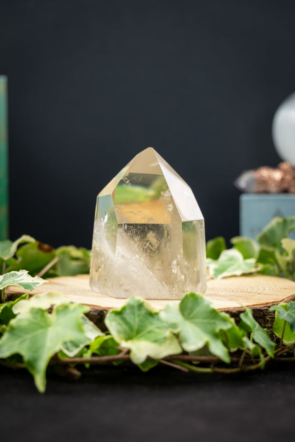 Polished Citrine Point Crystal Gemstone Tower, Natural Yellow Quartz Stone for Abundance Energy Healing and Manifestation