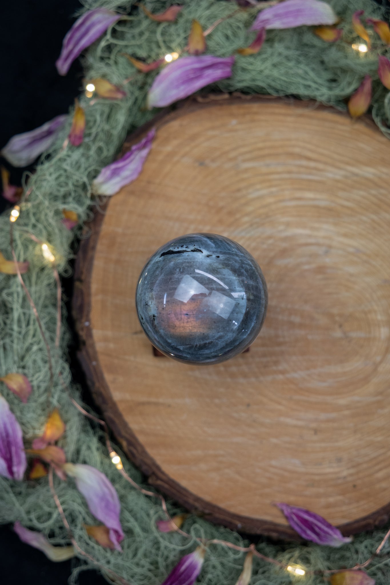 Labradorite Sphere, Pink Flash