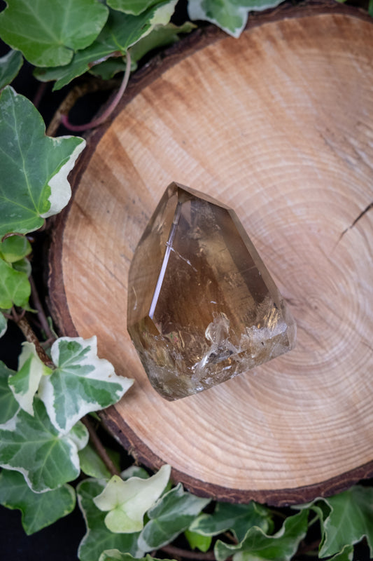 Smokey Citrine Natural Point Crystal from Brazil, Smoky Quartz Citrine Healing Stone, Grounding and Manifestation Gemstone