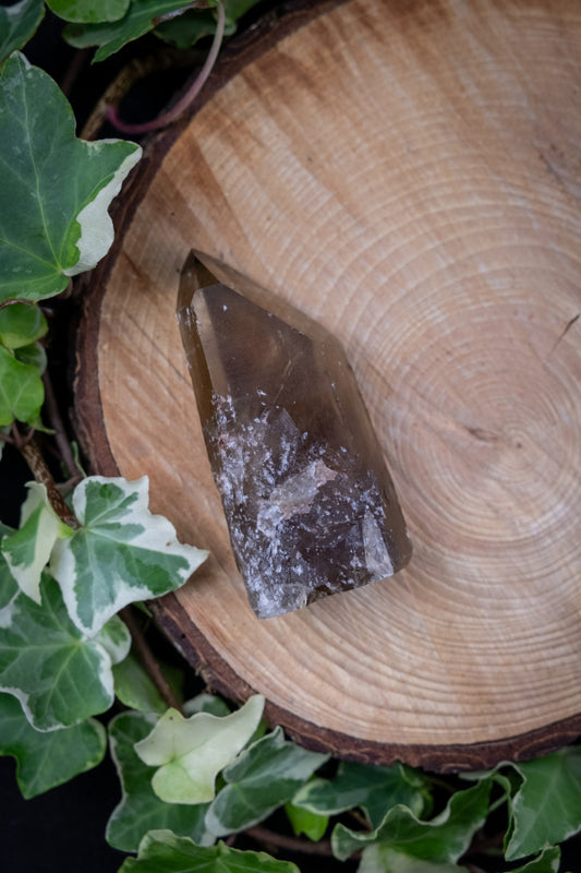Smokey Citrine Natural Point Crystal from Brazil, Smoky Quartz Citrine Healing Stone, Grounding and Manifestation Gemstone