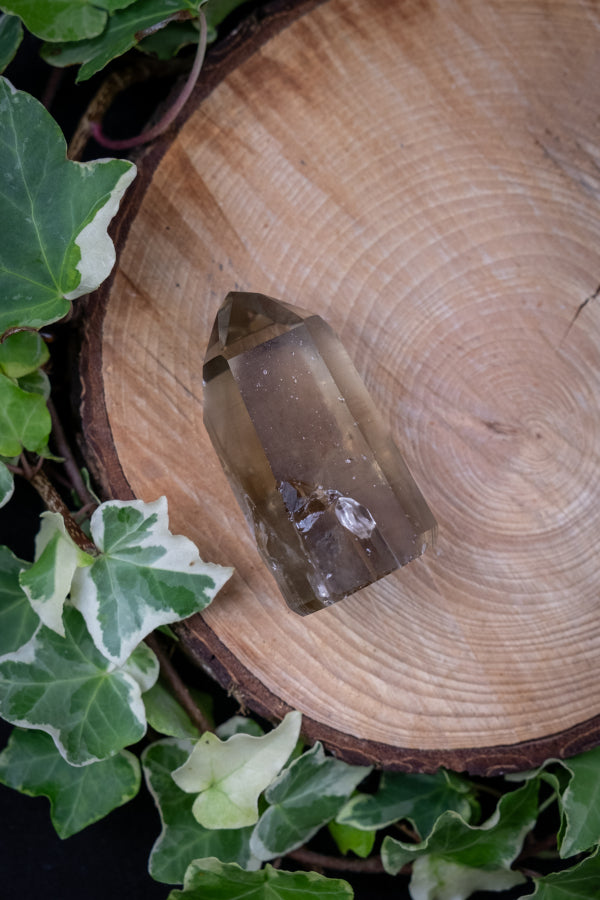 Smokey Citrine Natural Point Crystal from Brazil, Smoky Quartz Citrine Healing Stone, Grounding and Manifestation Gemstone