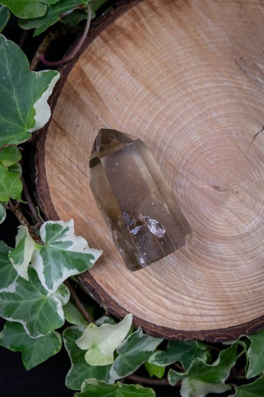 Smokey Citrine Natural Point Crystal from Brazil, Smoky Quartz Citrine Healing Stone, Grounding and Manifestation Gemstone