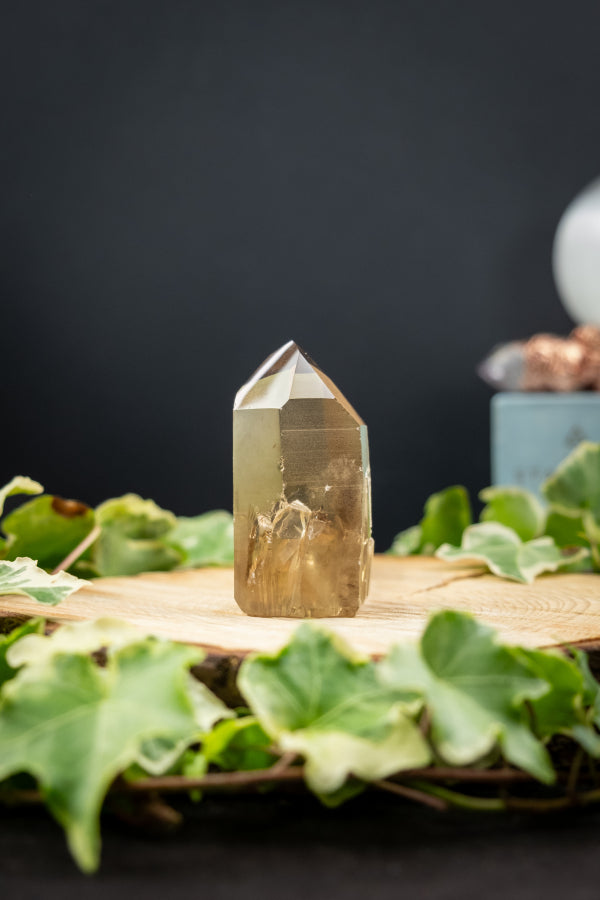 Smokey Citrine Natural Point Crystal from Brazil, Smoky Quartz Citrine Healing Stone, Grounding and Manifestation Gemstone