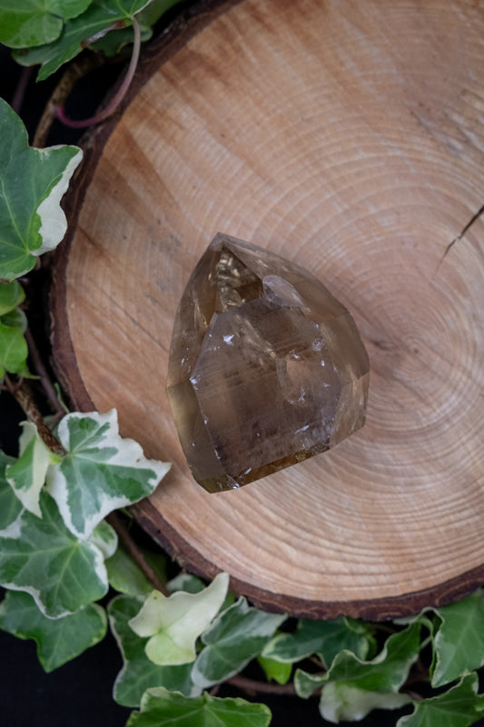 Smokey Citrine Natural Point Crystal from Brazil, Smoky Quartz Citrine Healing Stone, Grounding and Manifestation Gemstone
