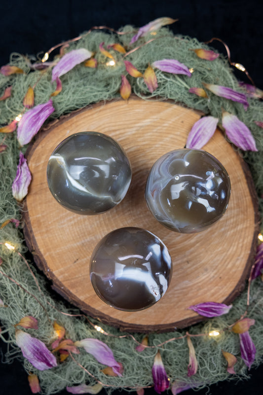 Orca Agate Crystal Sphere, Ocean crystal, Crystal for healing, Forgiveness gem, Communication crystal, Throat chakra, Sea lover gift