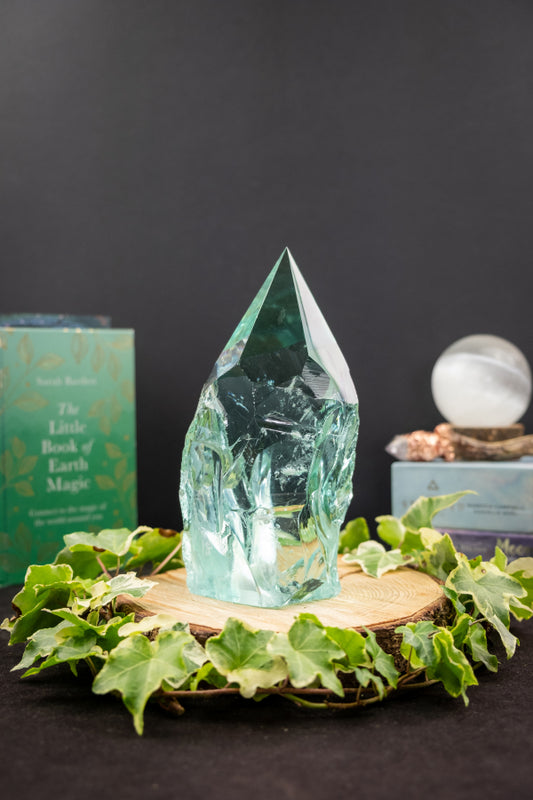 Blue Obsidian Freeform Crystal Gemstone, Man Made Obsidian Stone, Handcrafted in Mexico, Spiritual Healing Energy