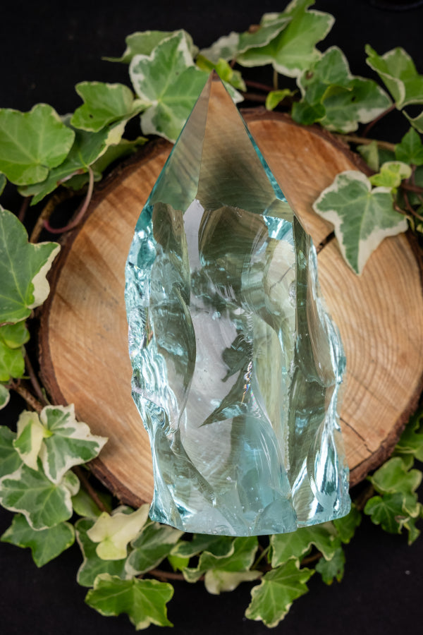 Blue Obsidian Freeform Crystal Gemstone, Man Made Obsidian Stone, Handcrafted in Mexico, Spiritual Healing Energy