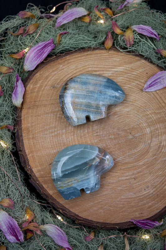 Lemurian Aquatine Calcite Totem Bear