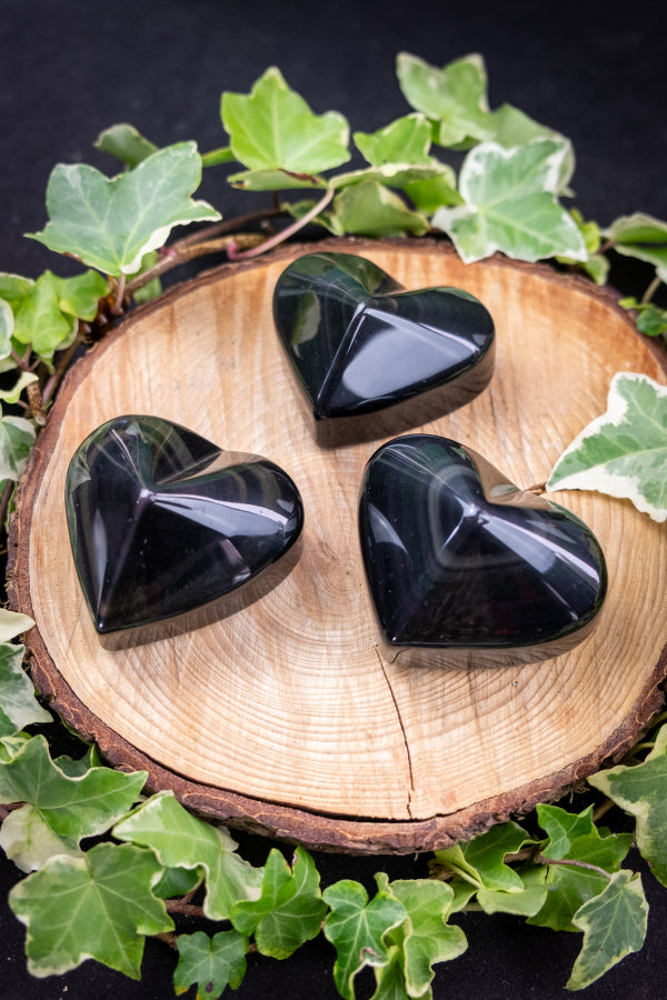Rainbow Obsidian Heart Crystal, Healing Gemstone, Protective Stone for Grounding, Emotional Healing and Chakra Balance