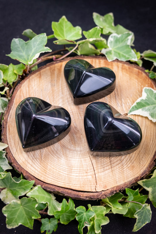 Rainbow Obsidian Heart Crystal, Healing Gemstone, Protective Stone for Grounding, Emotional Healing and Chakra Balance