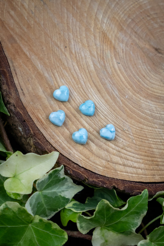 Larimar Mini Heart, Soothing Ocean Gemstone, Calming Crystal, Emotional Healing Stone, Throat Chakra Stone, Tiny Heart Stone