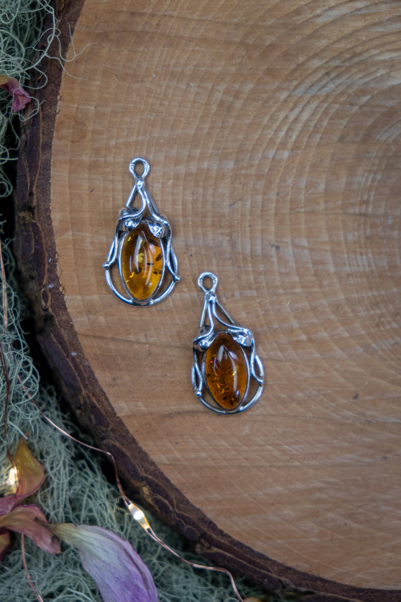 Baltic Amber Leaf Pendant
