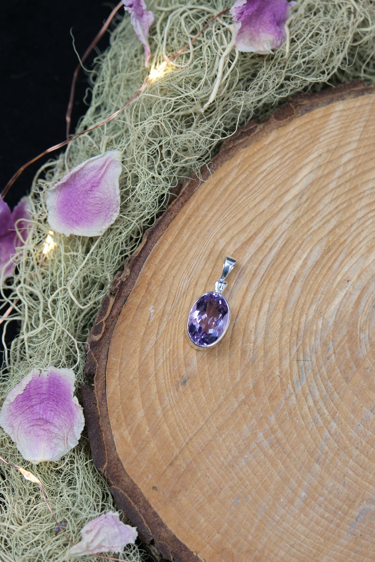 Faceted Amethyst Oval Sterling Silver Pendant
