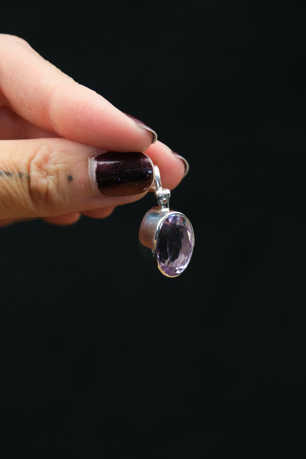 Faceted Amethyst Oval Sterling Silver Pendant