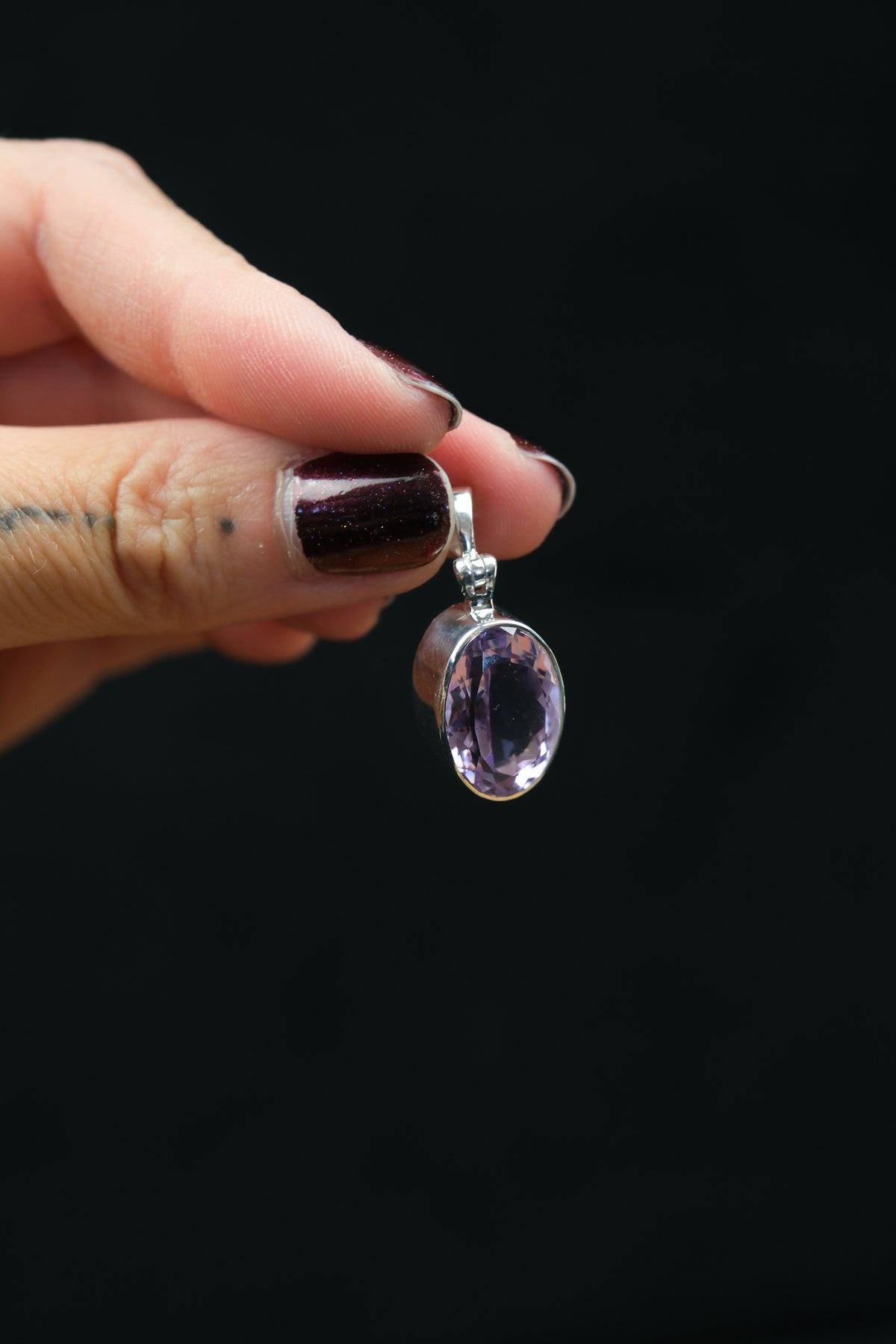 Faceted Amethyst Oval Sterling Silver Pendant