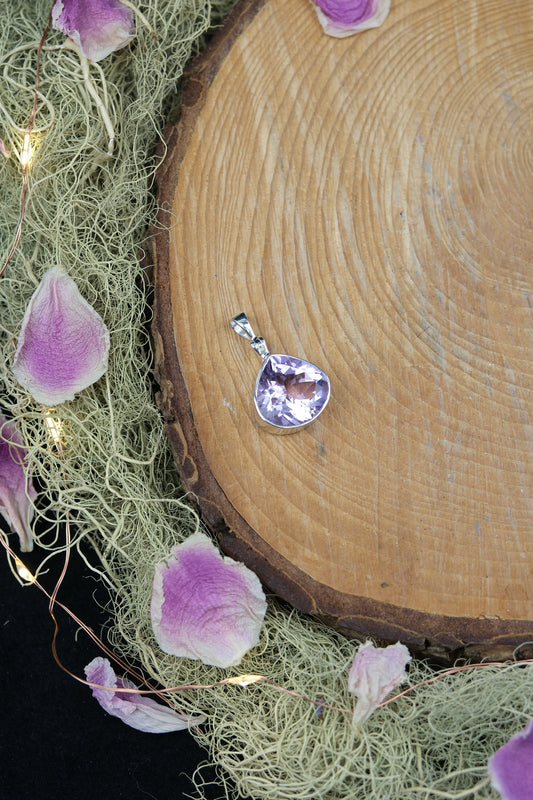 Faceted Amethyst Sterling Silver Pendant