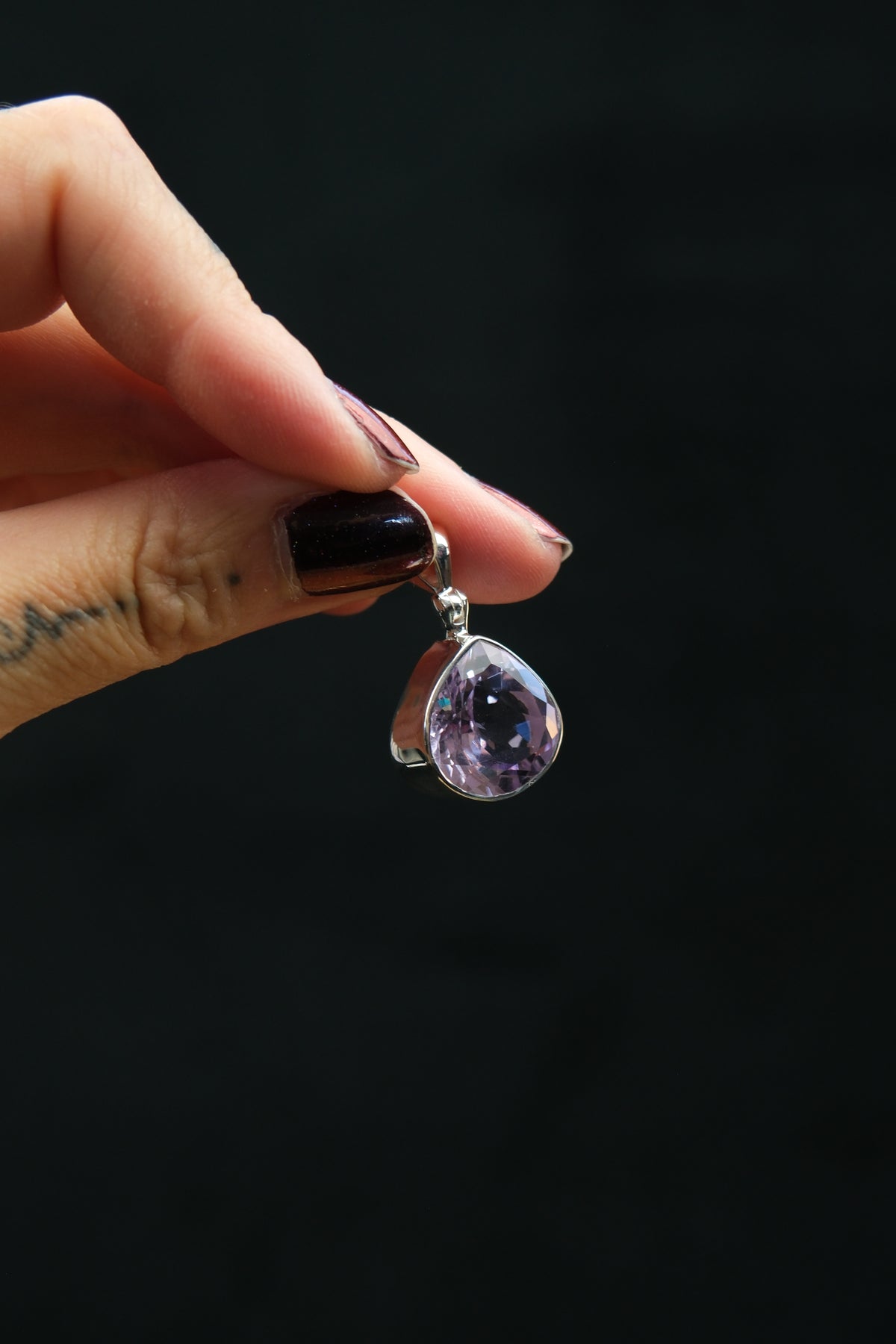 Faceted Amethyst Sterling Silver Pendant