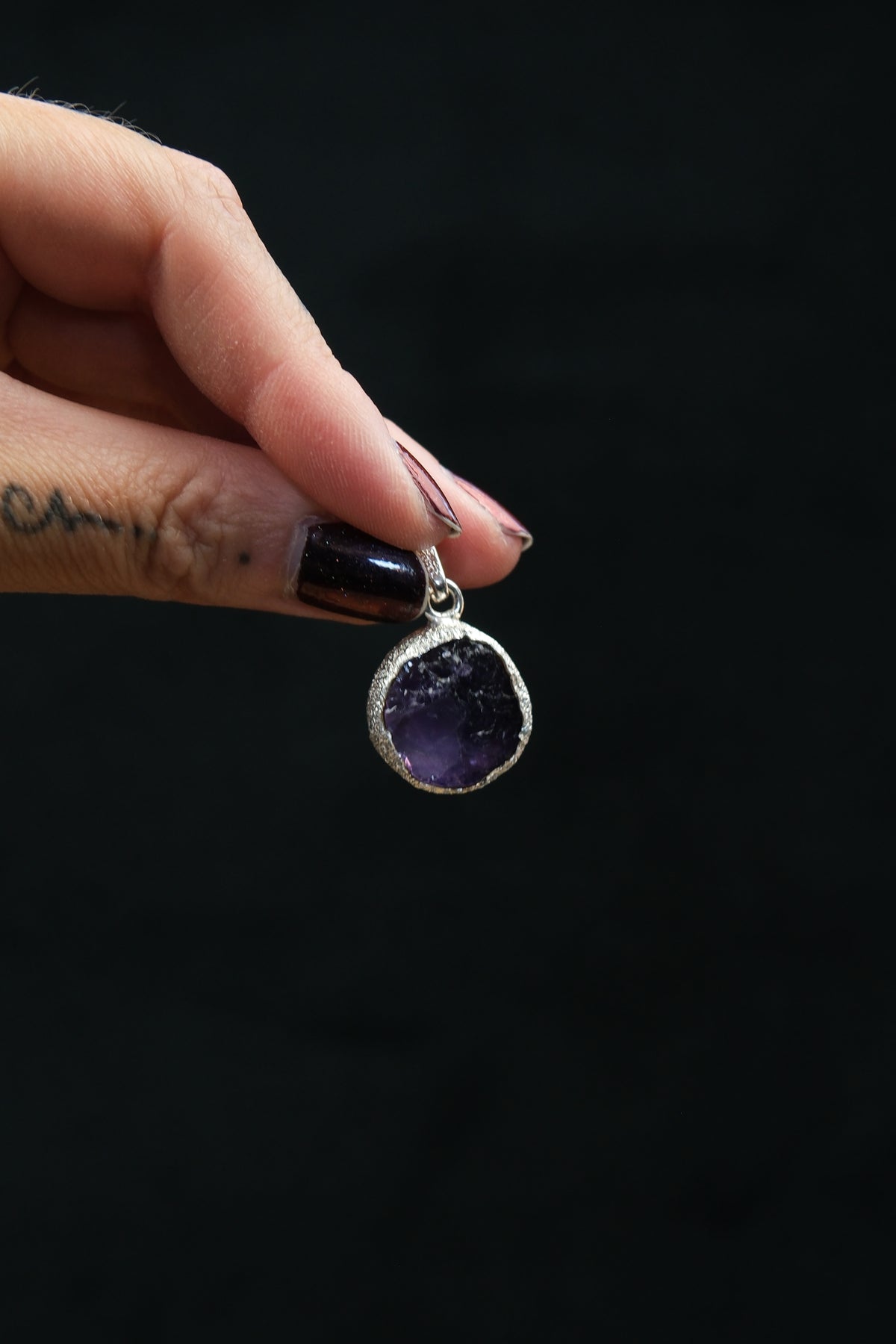 Raw Amethyst Sterling Silver Pendant