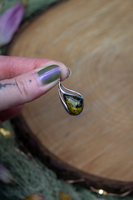 Green Baltic Amber Pendant