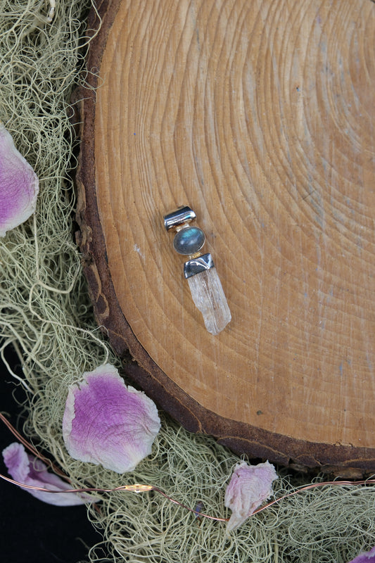 Labradorite & Scapolite Sterling Silver Pendant