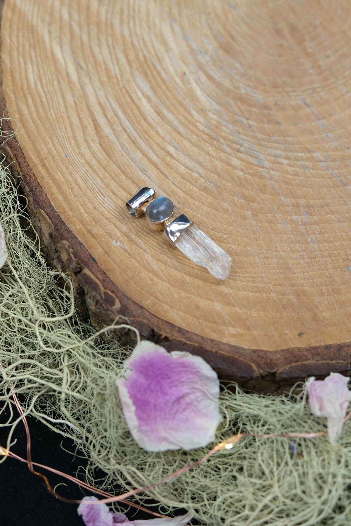 Labradorite & Scapolite Sterling Silver Pendant