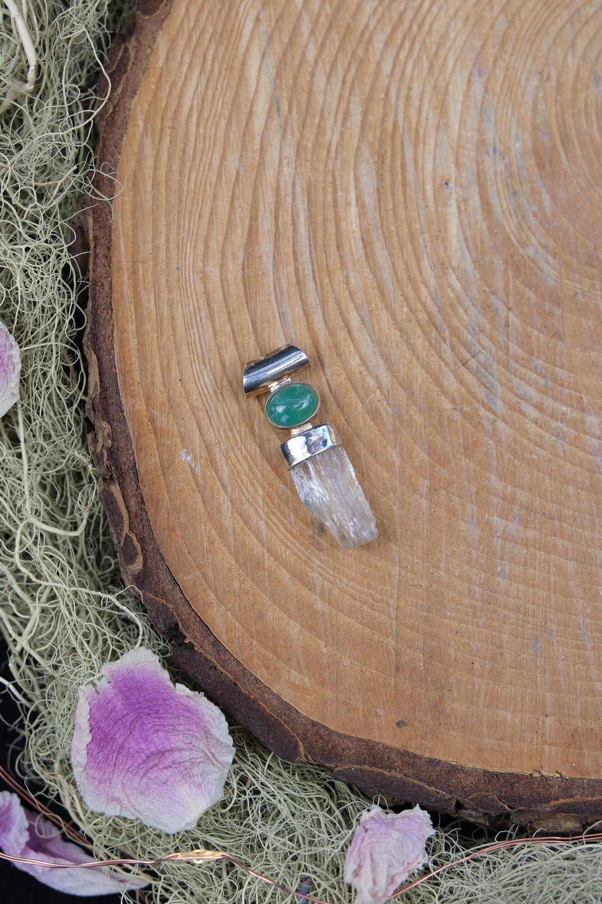 Scapolite & Chrysoprase Sterling Silver Pendant