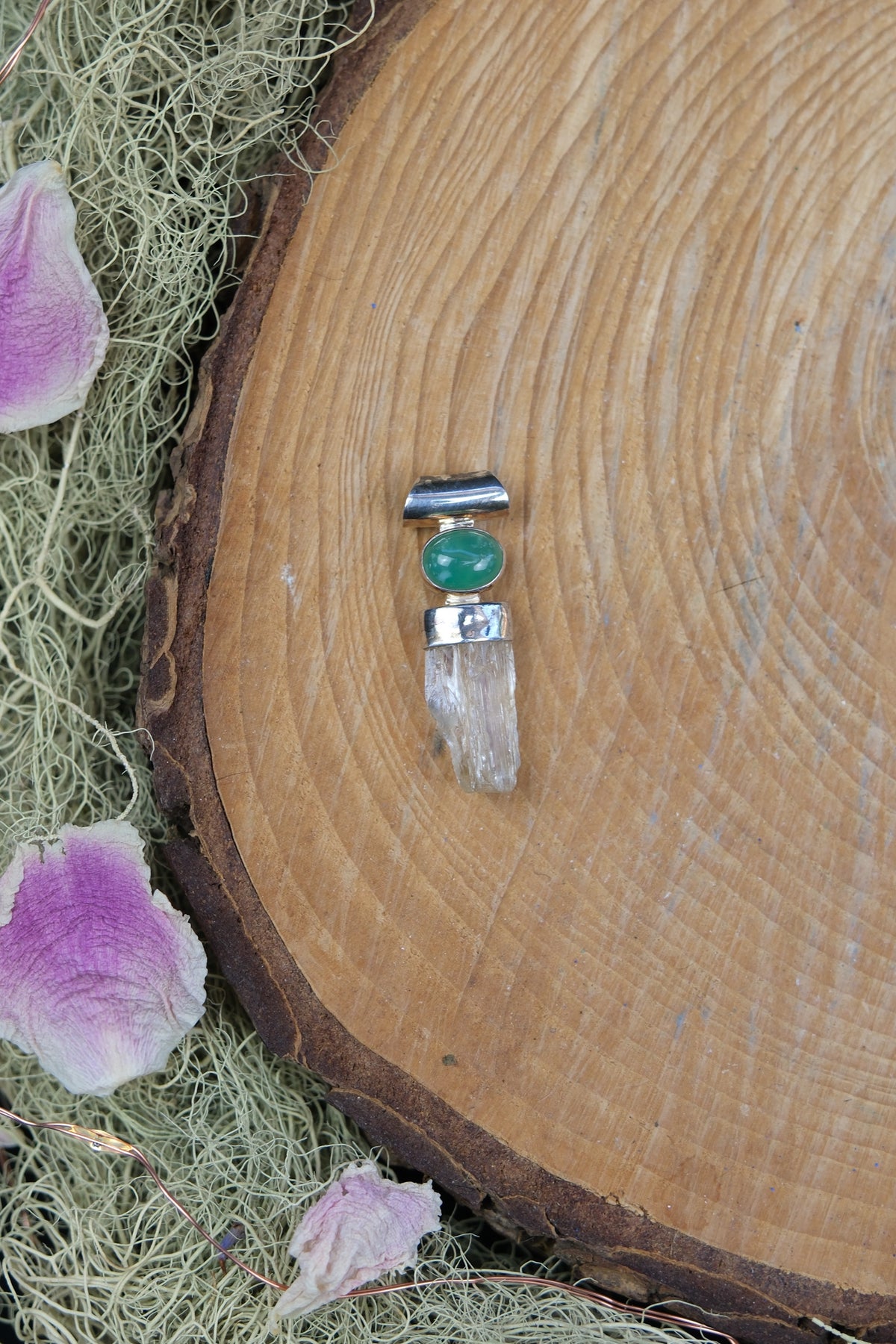 Scapolite & Chrysoprase Sterling Silver Pendant