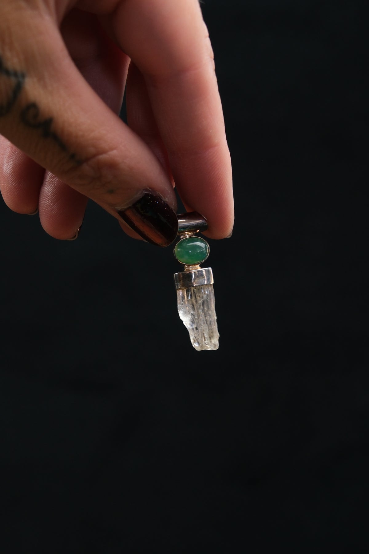 Scapolite & Chrysoprase Sterling Silver Pendant
