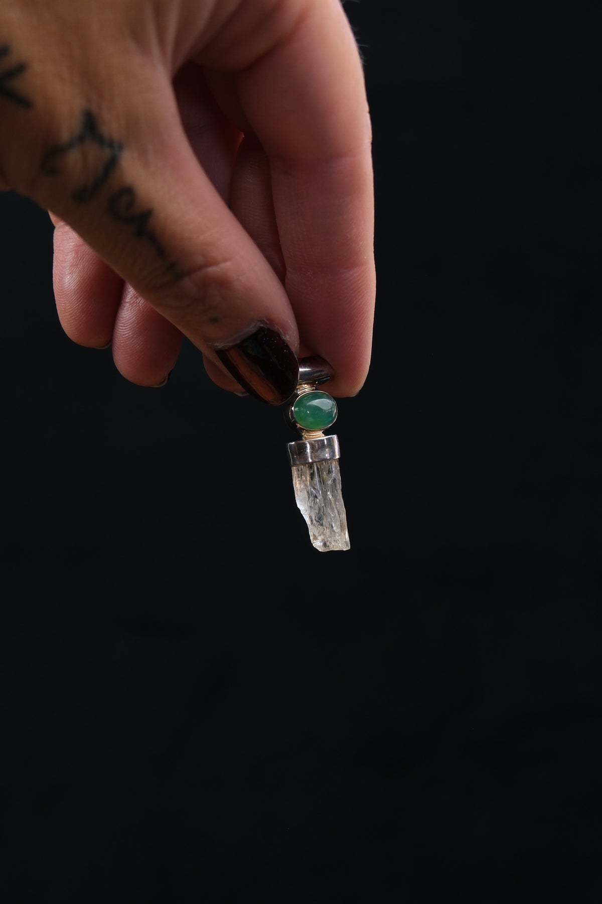 Scapolite & Chrysoprase Sterling Silver Pendant