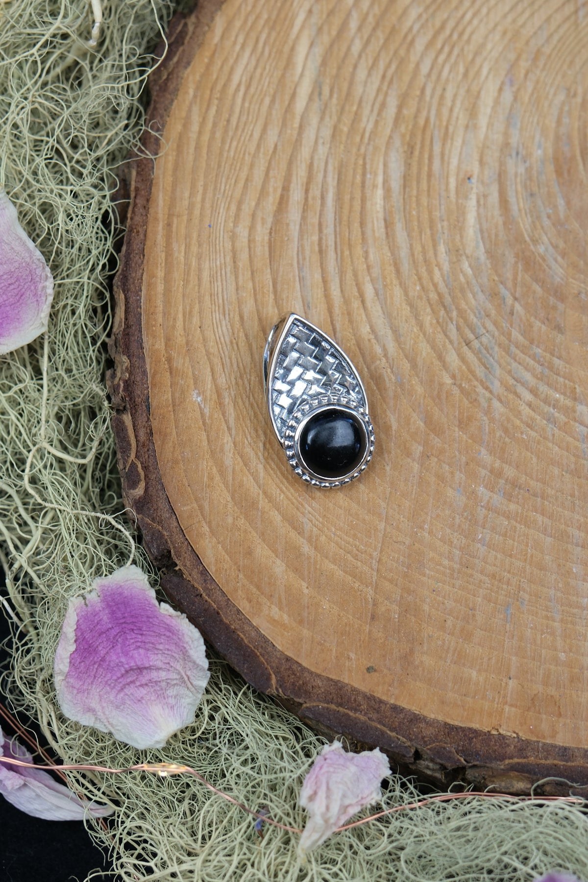 Black Onyx Shield Sterling Silver Pendant