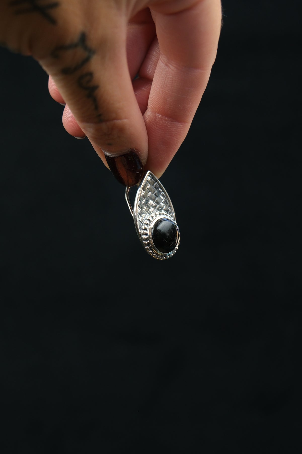 Black Onyx Shield Sterling Silver Pendant