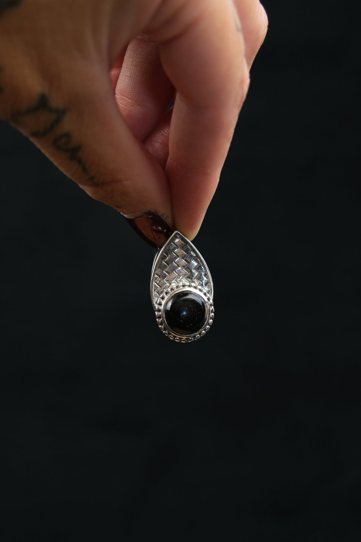 Black Onyx Shield Sterling Silver Pendant