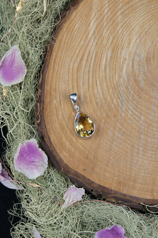 Faceted Brazilian Citrine Sterling Silver Pendant