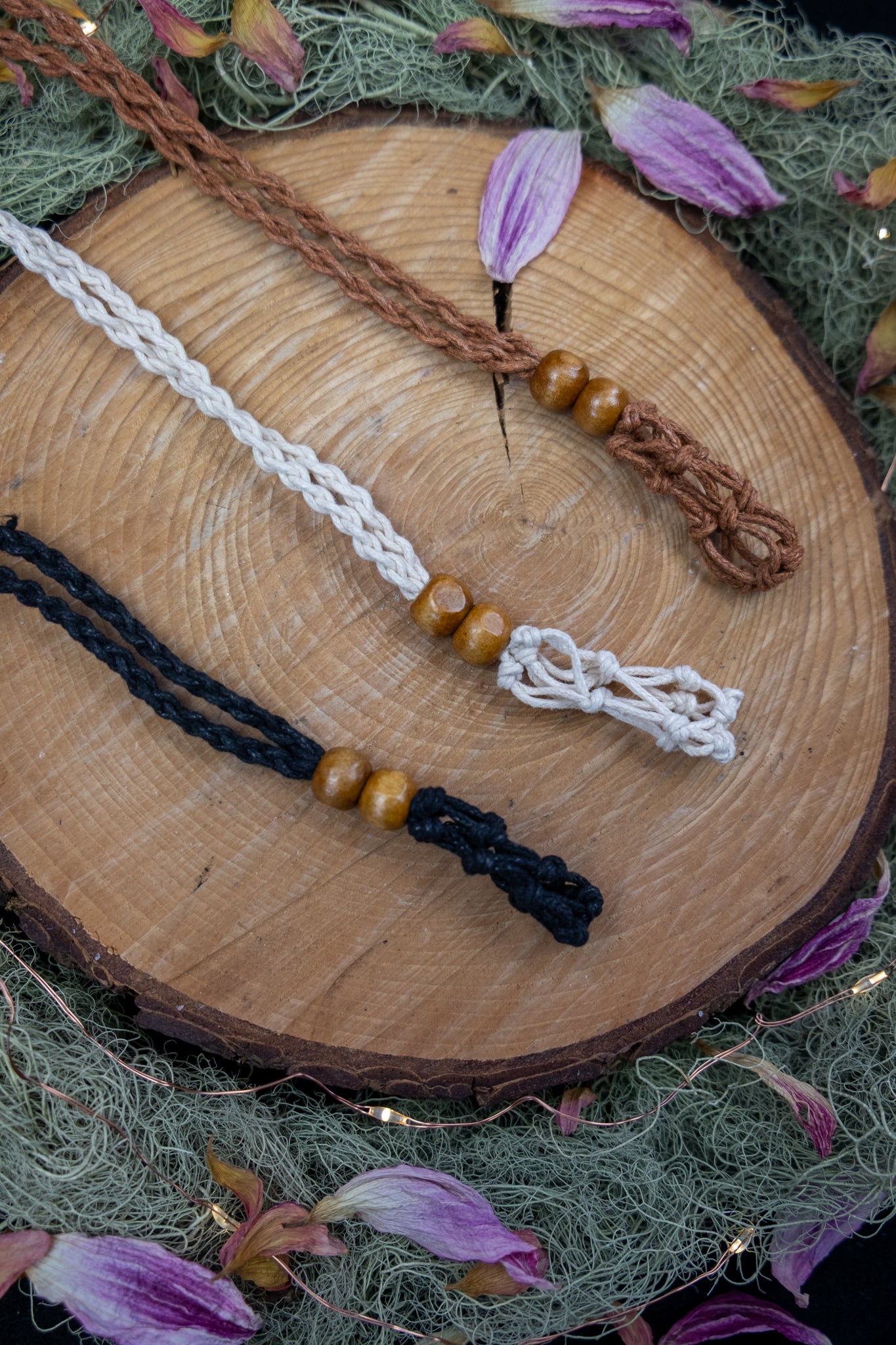 Macrame Crystal Pouch Necklace