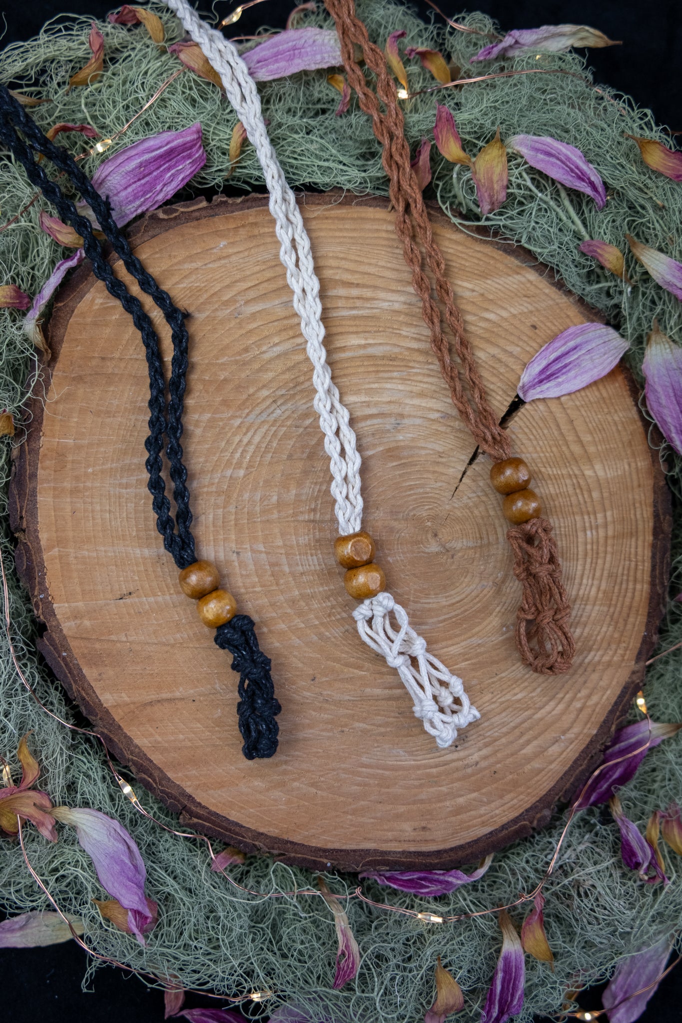 Macrame Crystal Pouch Necklace
