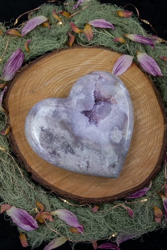 Pink Amethyst Heart on Stand