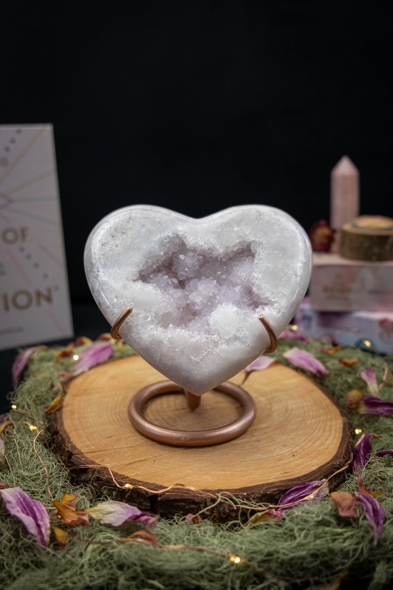 Pink Amethyst Heart on Stand