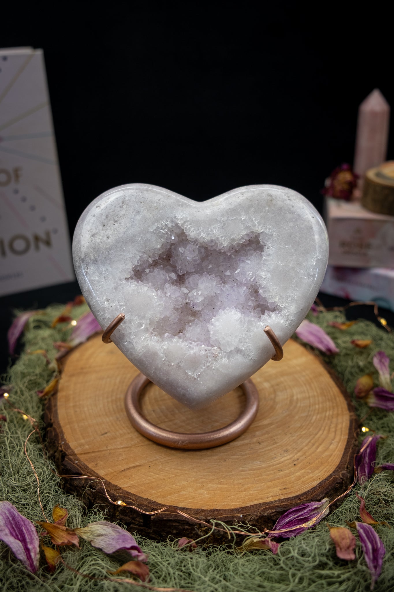Pink Amethyst Heart on Stand