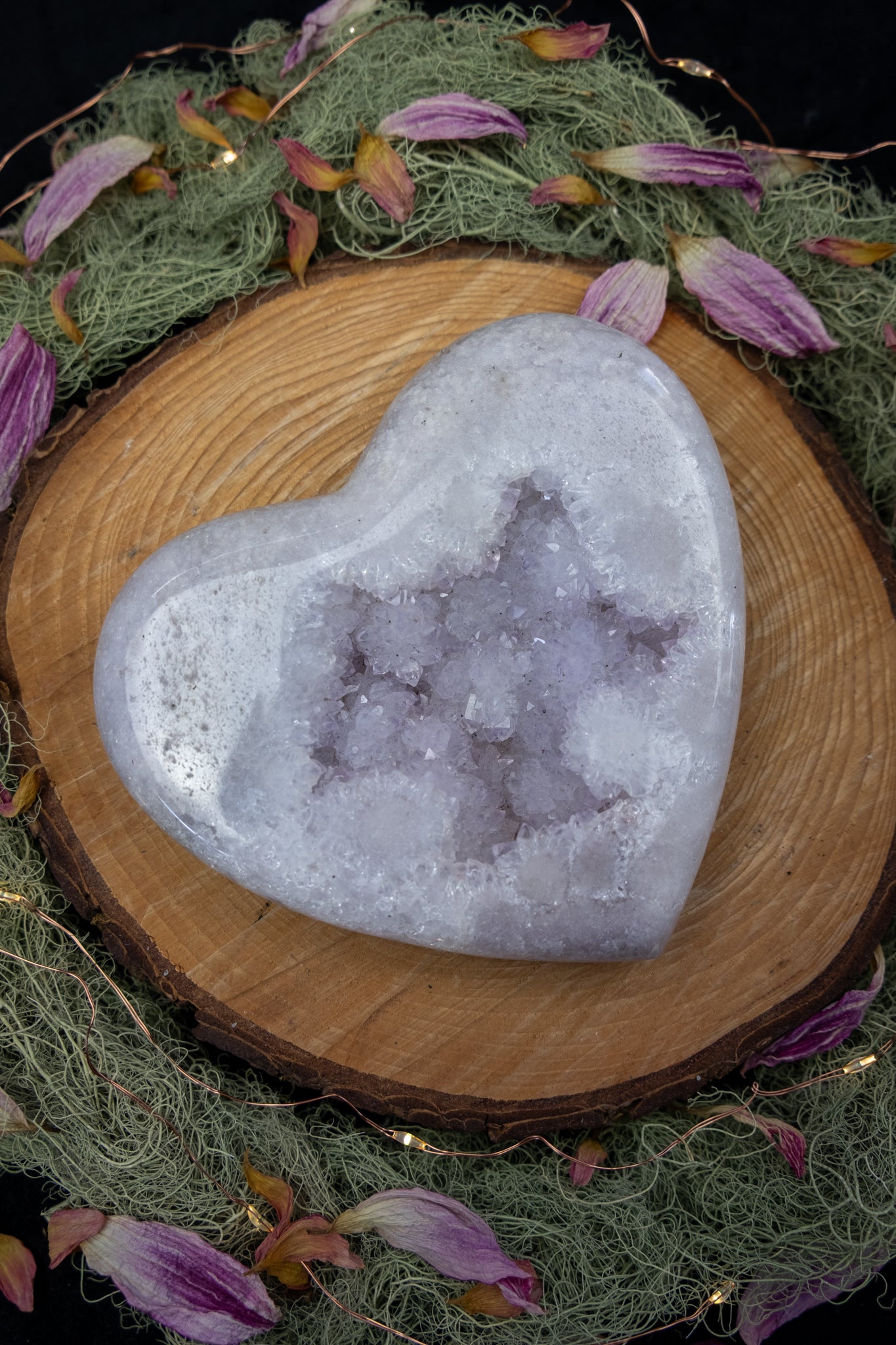 Pink Amethyst Heart on Stand
