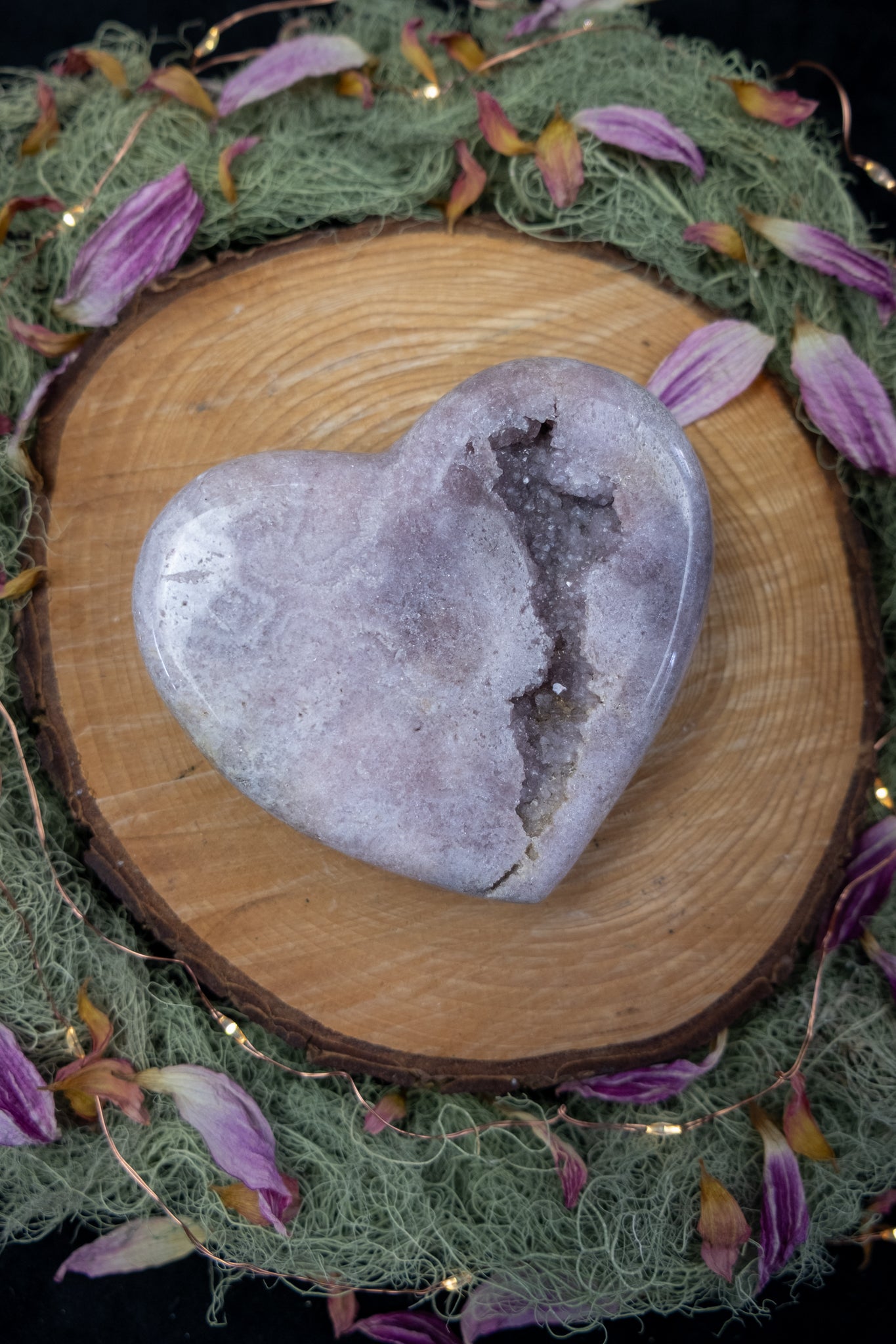 Pink Amethyst Heart on Stand