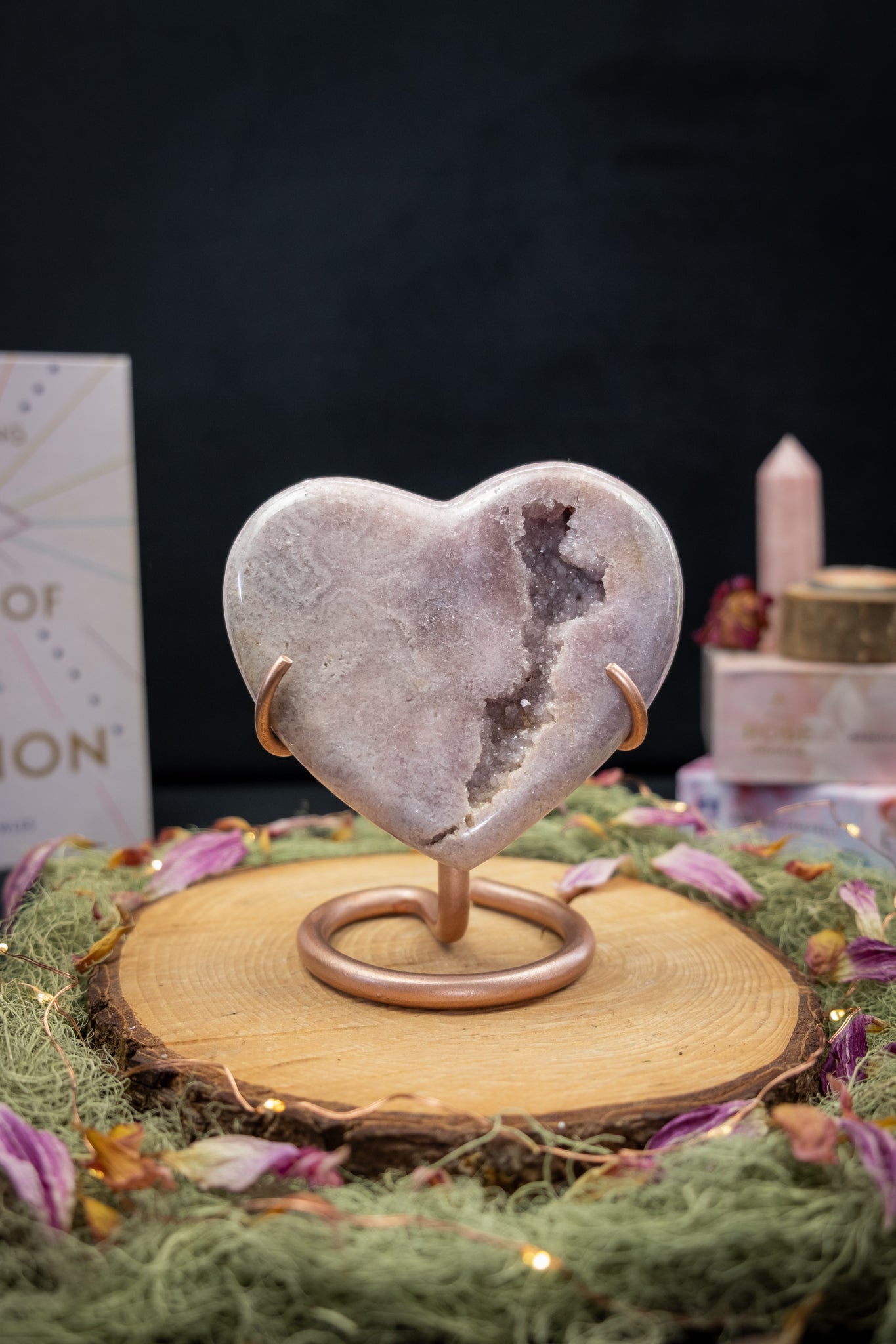 Pink Amethyst Heart on Stand