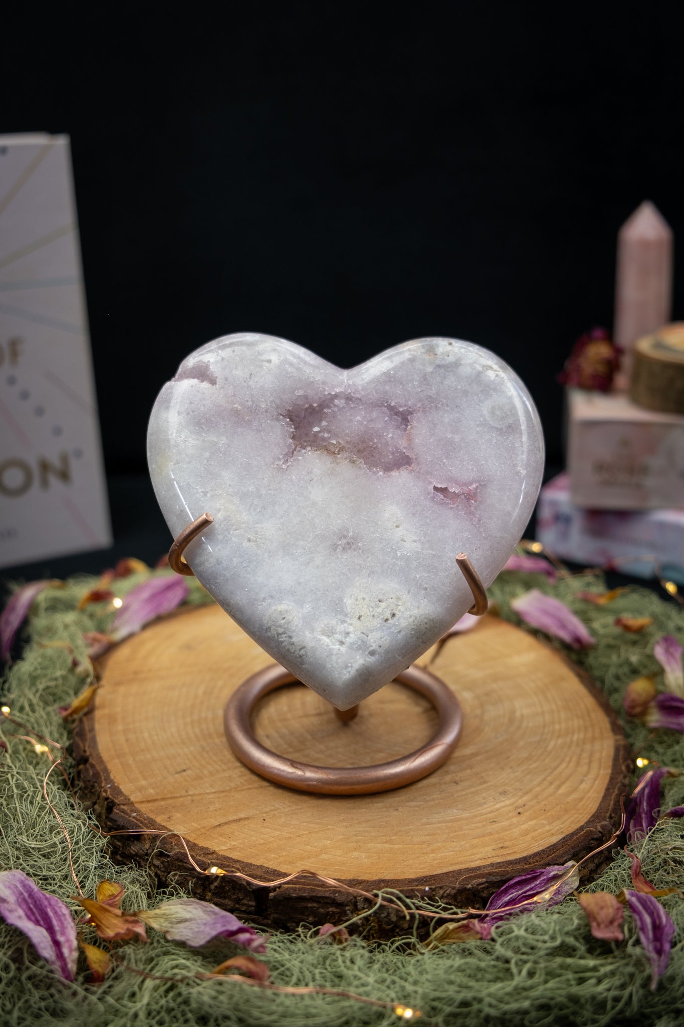 Pink Amethyst Heart on Stand