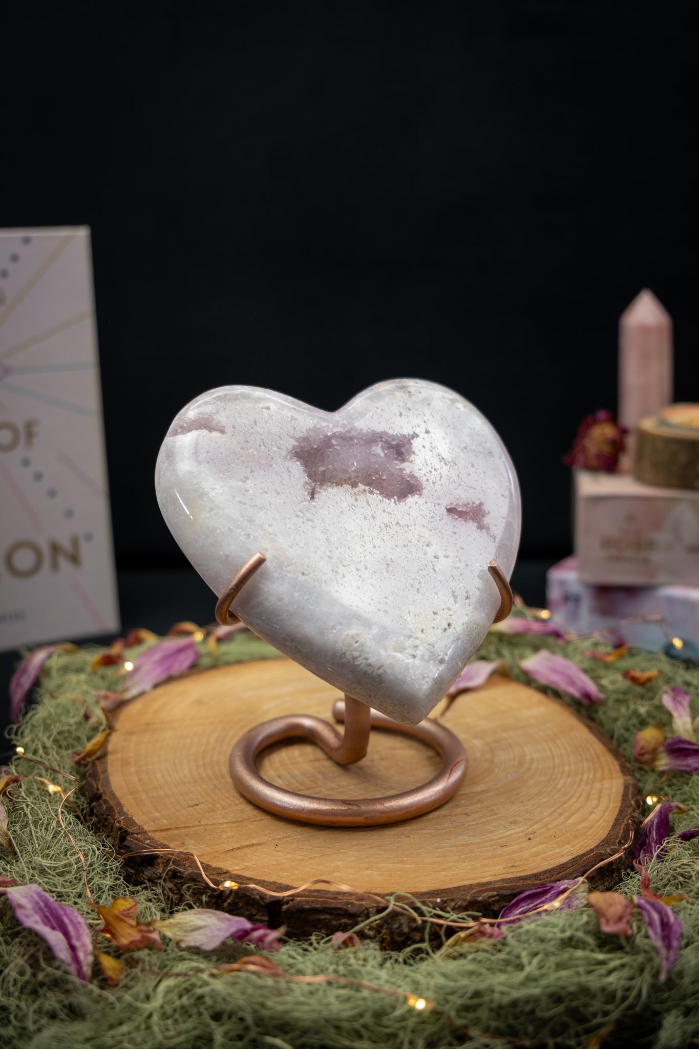 Pink Amethyst Heart on Stand