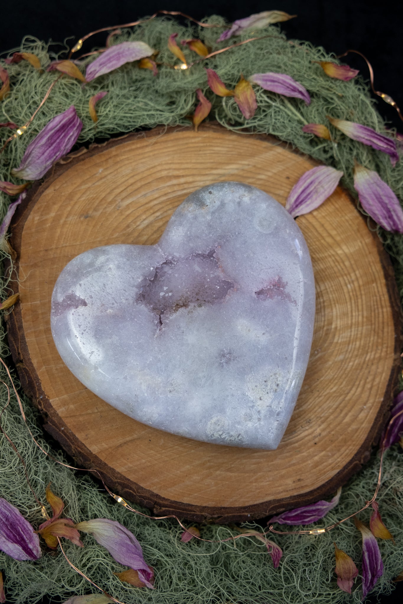Pink Amethyst Heart on Stand