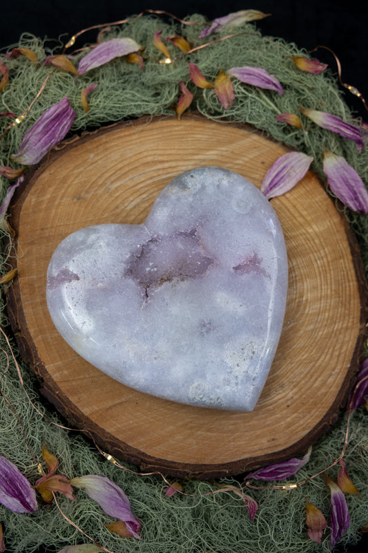 Pink Amethyst Heart on Stand