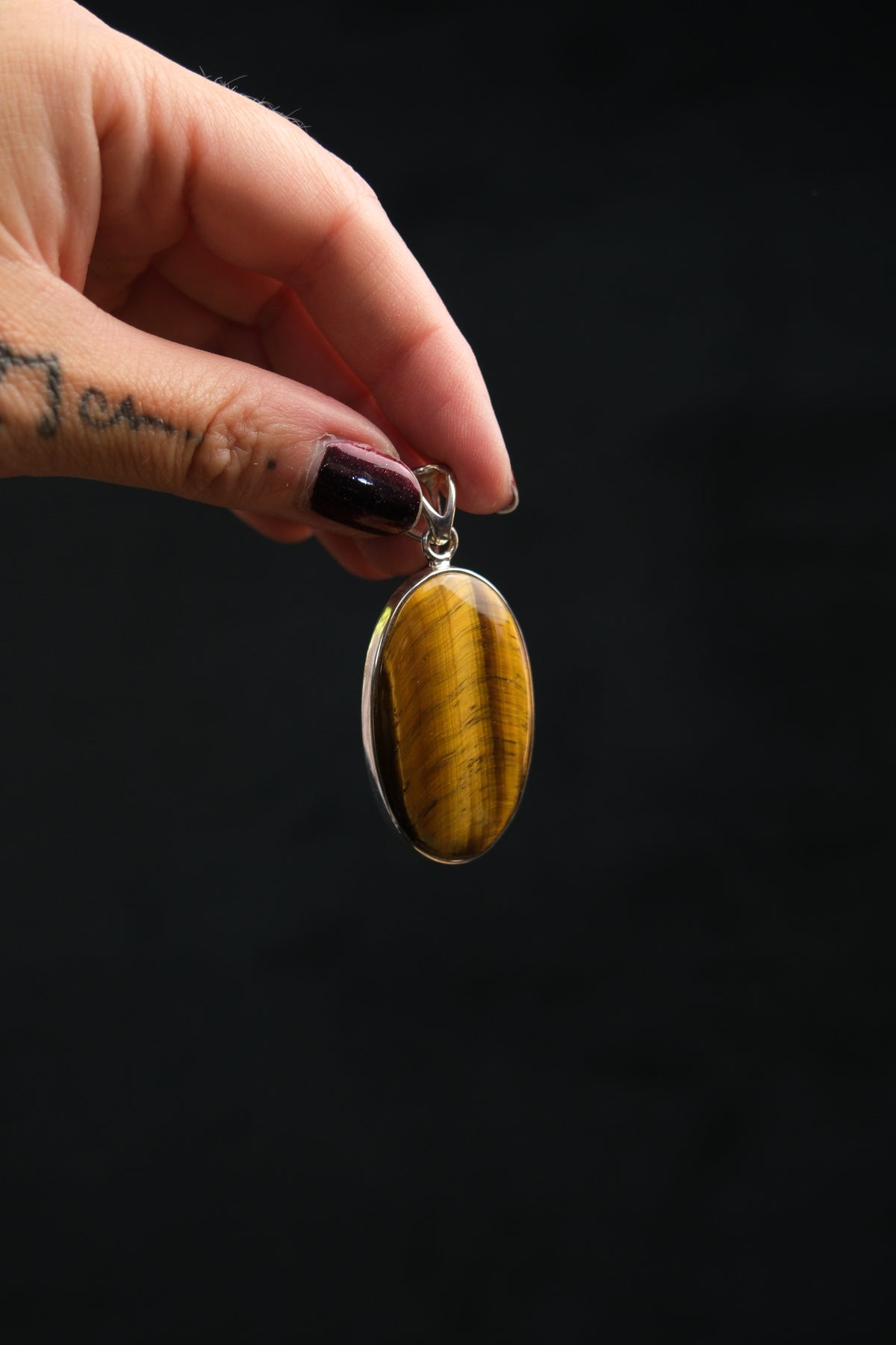 Oval Tiger's Eye Sterling Silver Pendant