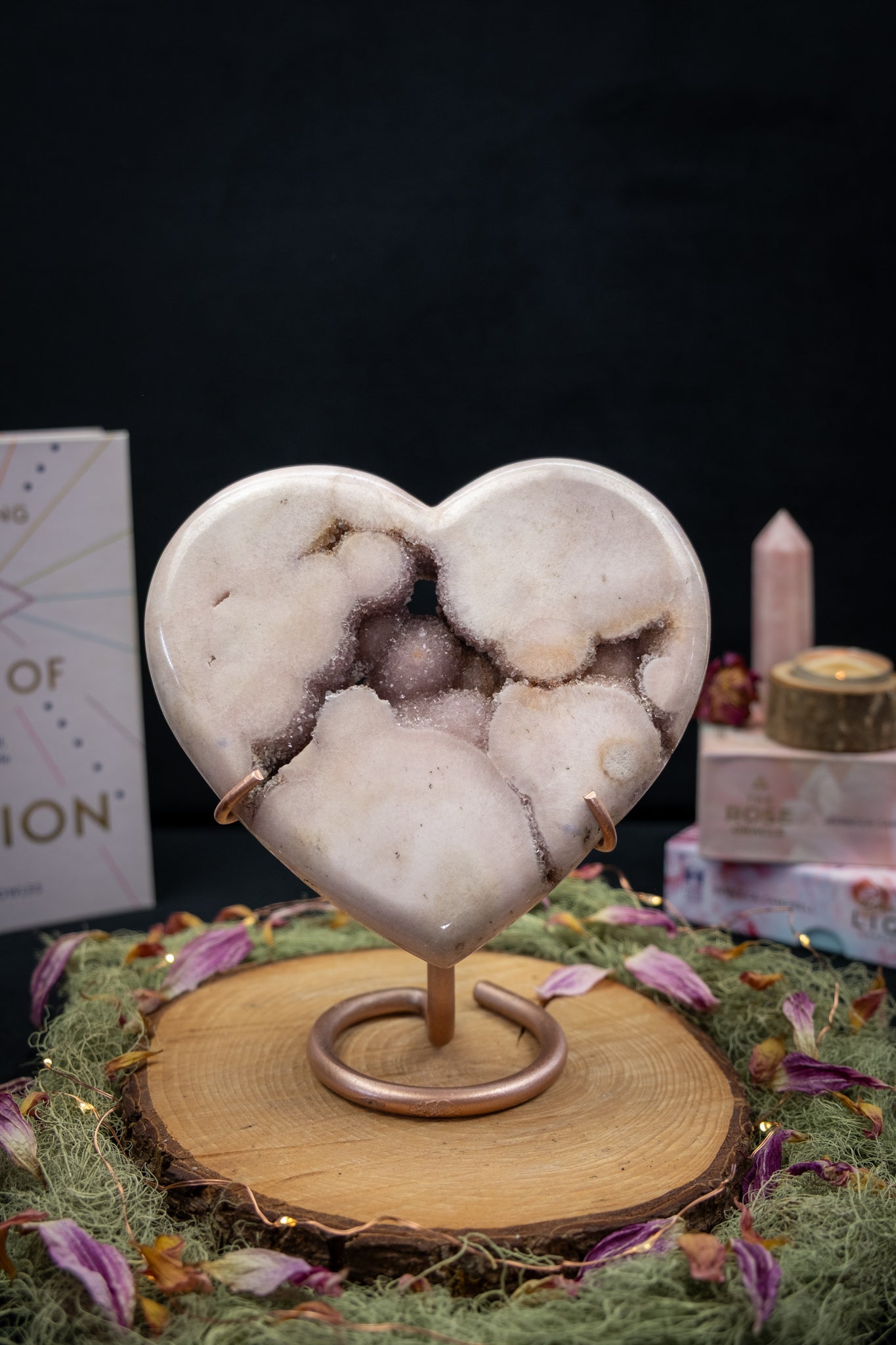 Pink Amethyst Heart on Stand