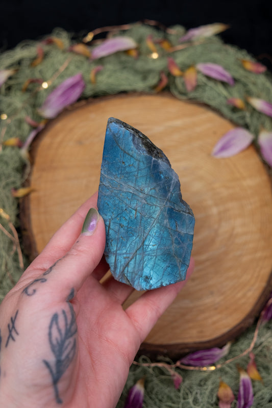 Part Raw, Part Polished, Blue Labradorite Freeform