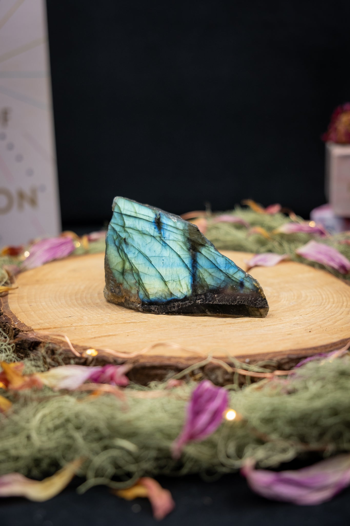 Blue and Gold Labradorite, Part Raw, Part Polished Freeform